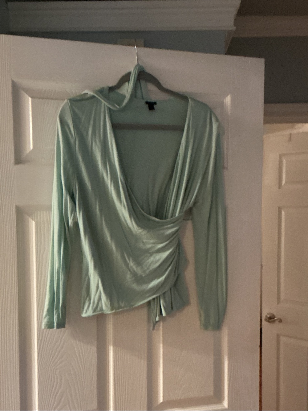 J. Crew Mint Green Wrap Long-Sleeve Top
